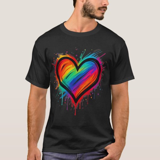 Liebe siegt Graffiti-Herz T-Shirt (Vorderseite)
