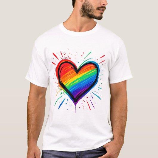 Liebe siegt Graffiti-Herz T-Shirt (Vorderseite)