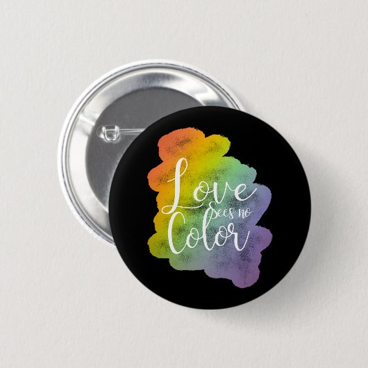 Liebe sieht keinen Farbquotenknopf Rainbow Black Button (Vorne & Hinten)