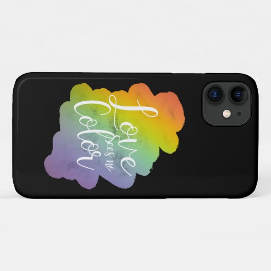 Liebe sieht keinen Farbquotenknopf Rainbow Black Case-Mate iPhone Hülle (Rückseite (Horizontal))