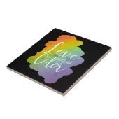 Liebe sieht keinen Farbquotenknopf Rainbow Black Fliese (Seite)
