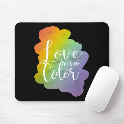 Liebe sieht keinen Farbquotenknopf Rainbow Black Mousepad (Mit Mouse)