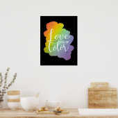 Liebe sieht keinen Farbquotenknopf Rainbow Black Poster (Küche)
