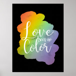 Liebe sieht keinen Farbquotenknopf Rainbow Black Poster