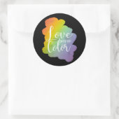 Liebe sieht keinen Farbquotenknopf Rainbow Black Runder Aufkleber (Tasche)