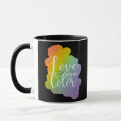 Liebe sieht keinen Farbquotenknopf Rainbow Black Tasse (Links)