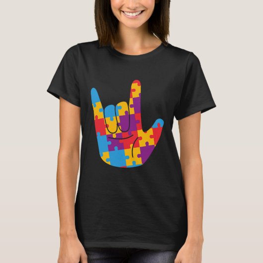Liebe Signage Language Autismus Awareness Support T-Shirt (Vorderseite)