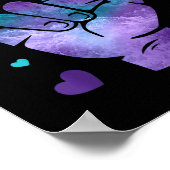 Liebe Signieren Aquamarin & amp; Lila Ribbon Suizi Poster (Ecke)