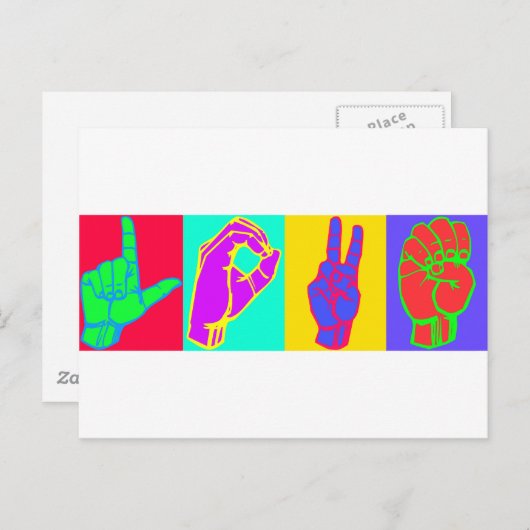 LIEBE signieren Postkarte (Vorne/Hinten)