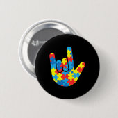 Liebe signierter Sprachautismus - Unterstützung zu Button (Vorne & Hinten)