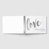Liebe | Silver Brush Script Wedding Gästebuch (Voll)