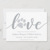 Liebe Silver Glitzer Paw Printhochzeit Save The Date (Vorderseite)