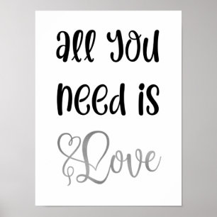 Liebe Silver Quote Art Romantische Niedliche Typog Poster
