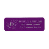 Liebe Silver Script Lila Wedding Rücksendeadresse (Vorne)