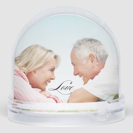 Liebe Simple Modern Script 2 Foto Snow Globe Schneekugeln (Rückseite)