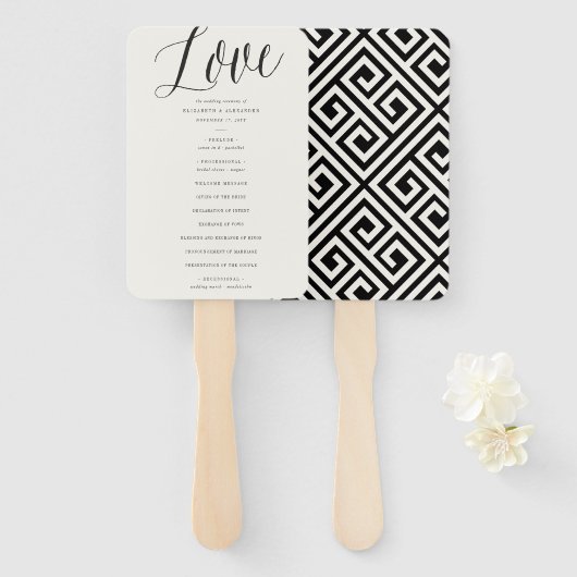 Liebe Simple Script Geometric Chic Wedding Program Fächer (Vorne und Hinten)