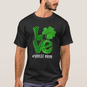 Liebe Single Mama St Patrick's Green Kariert Leopa T-Shirt