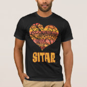 Liebe Sitar Orange Mandala Herz indische Musik T-Shirt (Vorderseite)