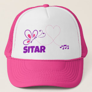 Liebe Sitar Rosa Lila Schmetterling Herz Truckerkappe