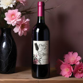 Liebe Skeleton Hand Floral Gothic Bridal Weinetikett