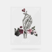 Liebe Skeleton Hand Gesture Halloween Schwarze Hoc Acrylschild (Vorderseite)