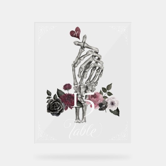 Liebe Skeleton Hand Gesture Halloween Schwarze Hoc Acrylschild (Vorderseite)