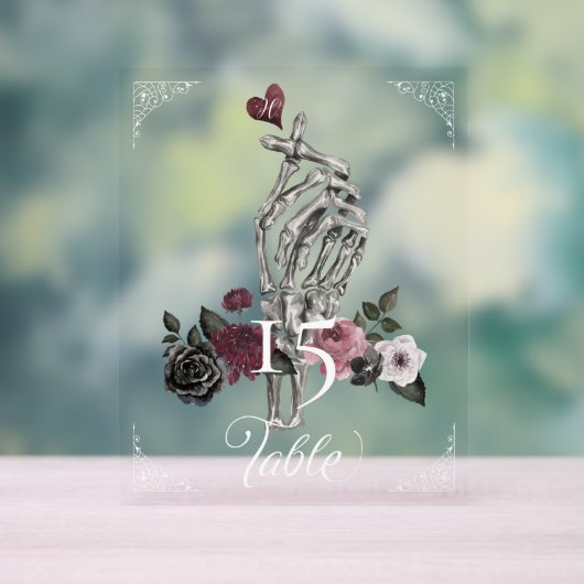 Liebe Skeleton Hand Gesture Halloween Schwarze Hoc Acrylschild (Neutral)