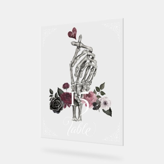 Liebe Skeleton Hand Gesture Halloween Schwarze Hoc Acrylschild (Winkel)