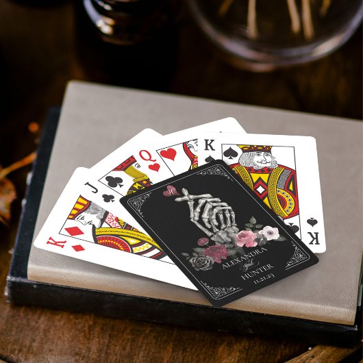Liebe Skeleton Hand Gesture Halloween Schwarze Hoc Spielkarten