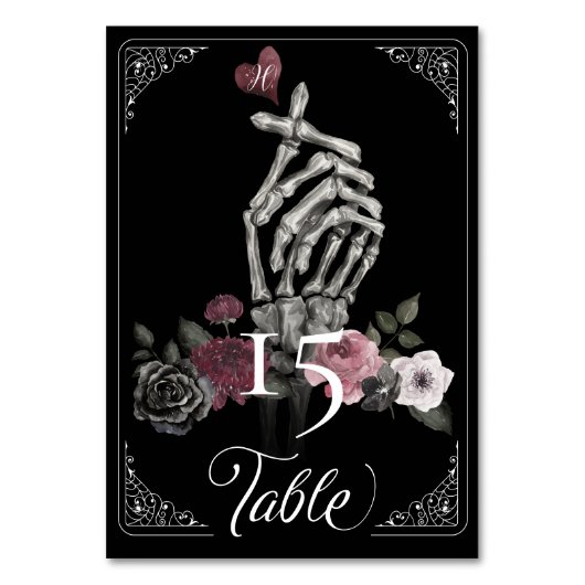 Liebe Skeleton Hand Gesture Halloween Schwarze Hoc Tischnummer (Vorderseite)