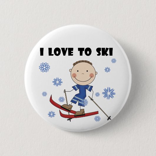 Liebe Ski zu fahren - Jungen-T-Shirts und Button (Vorderseite)