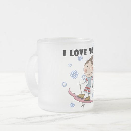 Liebe Ski zu fahren - Mädchen-T-Shirts und Mattglastasse (Vorderseite Links)