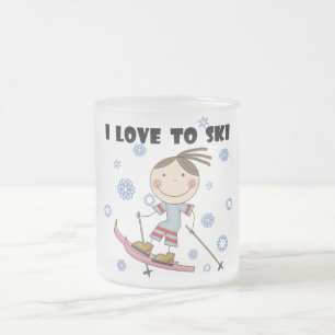 Liebe Ski zu fahren - Mädchen-T-Shirts und Mattglastasse