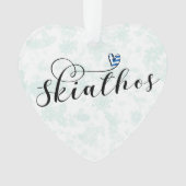 Liebe Skiathos Design mit griechischer Flagge Ornament (Vorderseite)