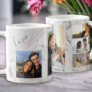 Liebe-Skript - 5 Foto-Collage auf graues Kaffeetasse