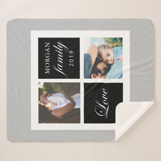 Liebe-Skript Foto-Monogramm-Sherpa-Decke Sherpadecke (Vorderseite (Horizontal))