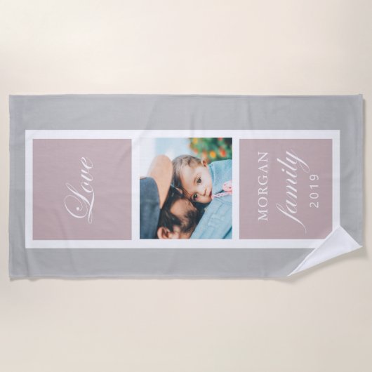 Liebe-Skript Foto-Monogramm Strandtuch (Vorderseite)