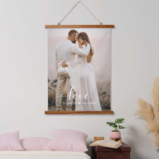 Liebe-Skript Handgeschriebenes Personalisiertes Ho Wandteppich Mit Holzrahmen (Schlafzimmer)