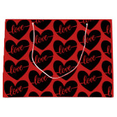 Liebe Skript Herz Red Black Pattern Valentine's Große Geschenktüte (Vorderseite)