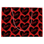 Liebe Skript Herz Red Black Pattern Valentine's Große Geschenktüte (Rückseite)
