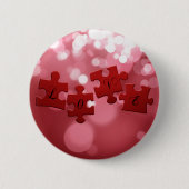 Liebe Skript Puzzle Pieces Button (Vorderseite)