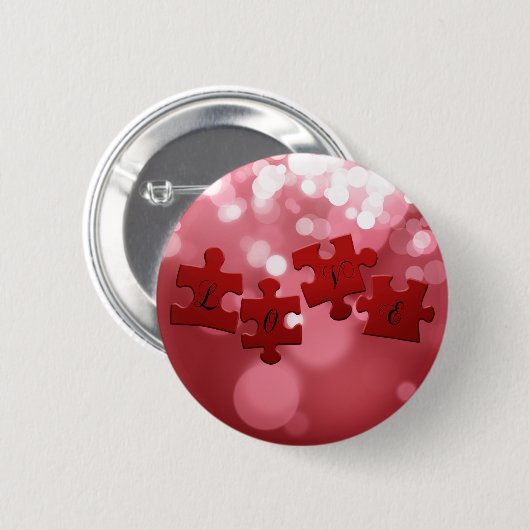 Liebe Skript Puzzle Pieces Button (Vorne & Hinten)
