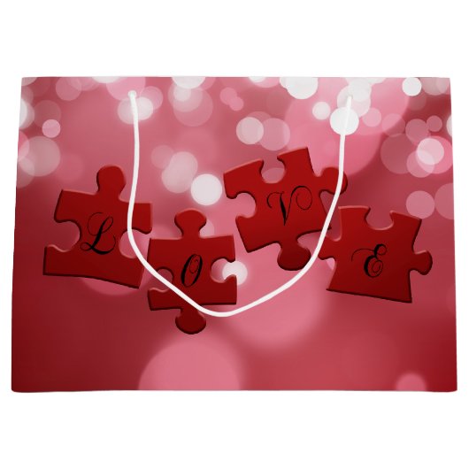 Liebe Skript Puzzle Pieces Große Geschenktüte (Vorderseite)