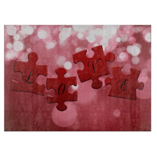 Liebe Skript Puzzle Pieces Schneidebrett (Vorderseite)