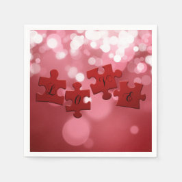 Liebe Skript Puzzle Pieces Serviette