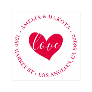 Liebe-Skript-runde Hochzeits-Rücksendeadresse des Permastempel