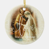 Liebe-Skript überlagerte | Wedding Braut-Bräutigam Keramik Ornament (Vorne)