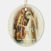 Liebe-Skript überlagerte | Wedding Braut-Bräutigam Keramik Ornament (Links)