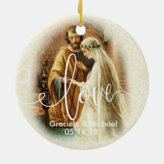 Liebe-Skript überlagerte | Wedding Braut-Bräutigam Keramik Ornament (Hinten)