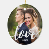 Liebe Skriptüberlagerung Foto & Initialen Keramik Ornament (Links)